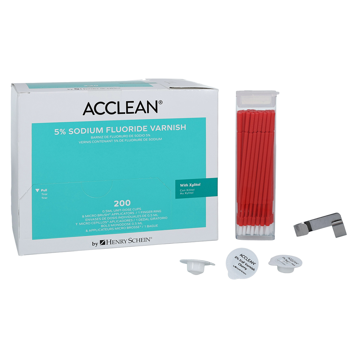 Acclean Fluoride Varnish Cups Unit Dose 5% NaF 0.5 mL Cherry 200/Bx